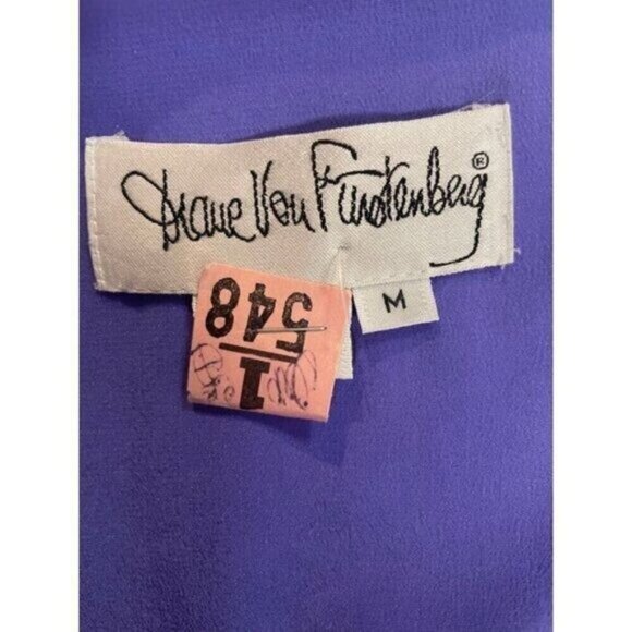 Vintage 1980's Diane Von Furstenberg Purple Silk Tunic Blouse Medium - Picture 4 of 4